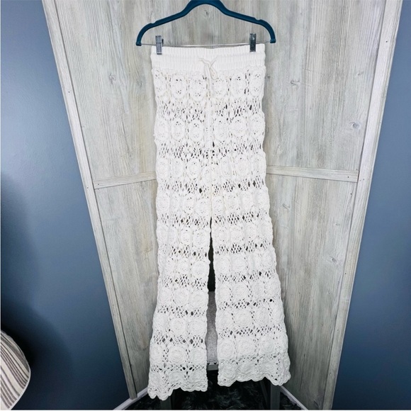 NWT - Shore Brand White/Cream Crochet Wide-Leg Beach Pants - Size S - Picture 1 of 5